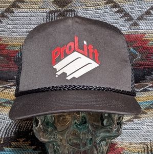 90s Pro Lift Forklift Co. BLK Canvas Rope Trucker Snapback. Cleaned and reshaped